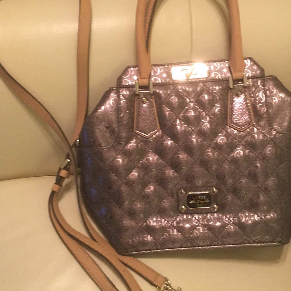 Guess Grey and Tan Bag beautiful like new